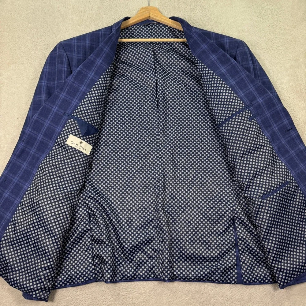 Oak Hill Mens 3XL 56R Plaid Blazer Sport Coat Jacket Bright Blue Casual Preppy
